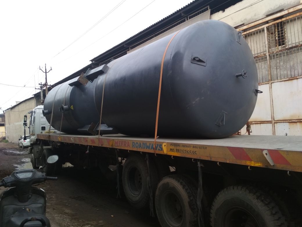 Large industrial tank prepared for transport outside a workshop, from Aircon Industries’ gallery