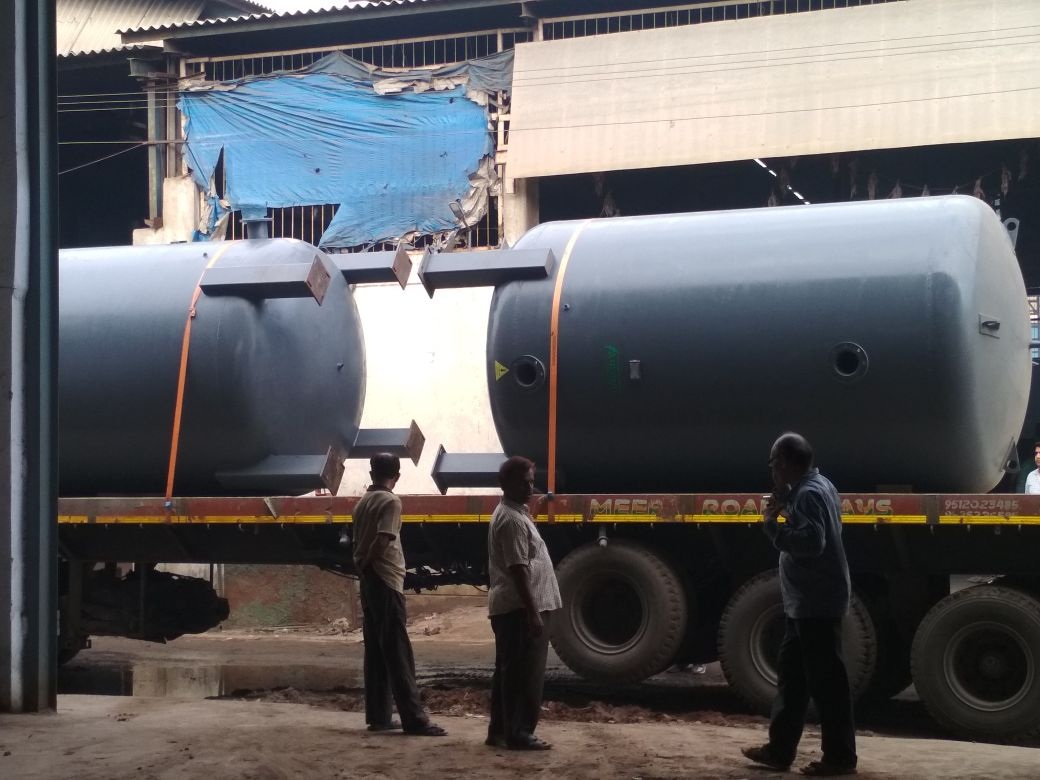 Industrial vessel on a transport vehicle beside the workshop, from Aircon’s project gallery